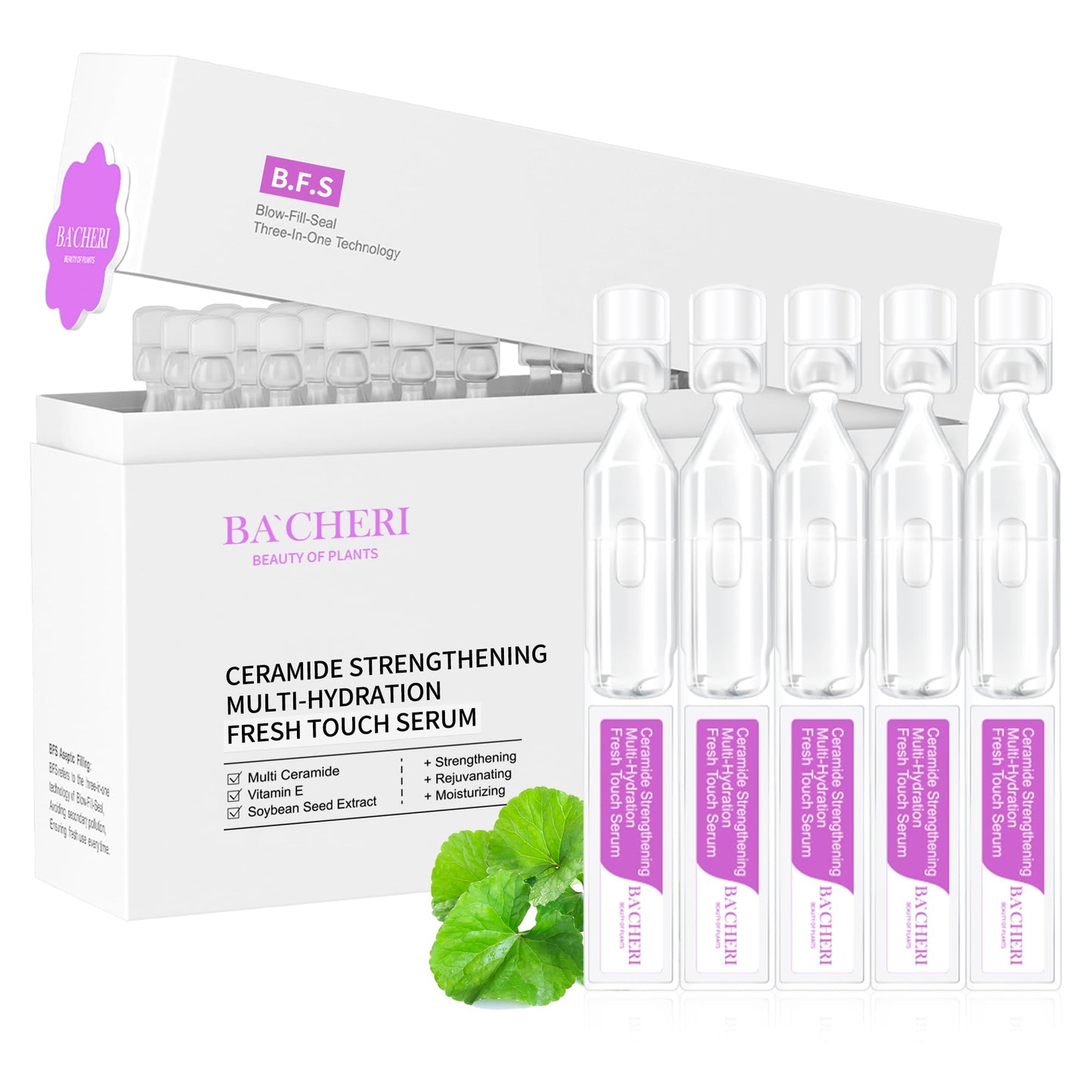 Ceramide Serum for Dry Sensitive Skin – Ceramide Complex with Hyaluronic Acid, Hydrates & Repairs Skin Barrier, Soothes Redness & Irritation, 1.8ml x 30 Ampoules