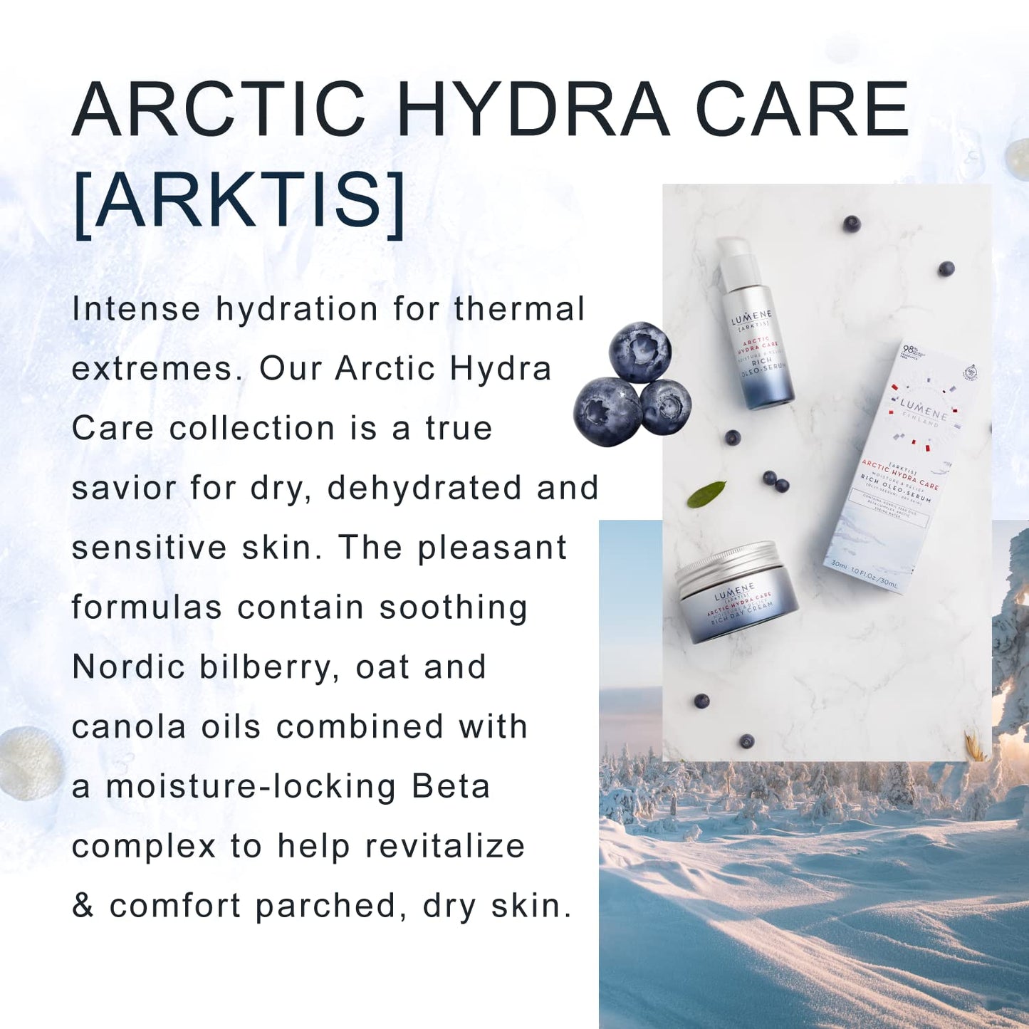 Lumene Arctic Hydra Care Arktis Moisture & Relief Rich Night Balm, 1.7 Fl Oz
