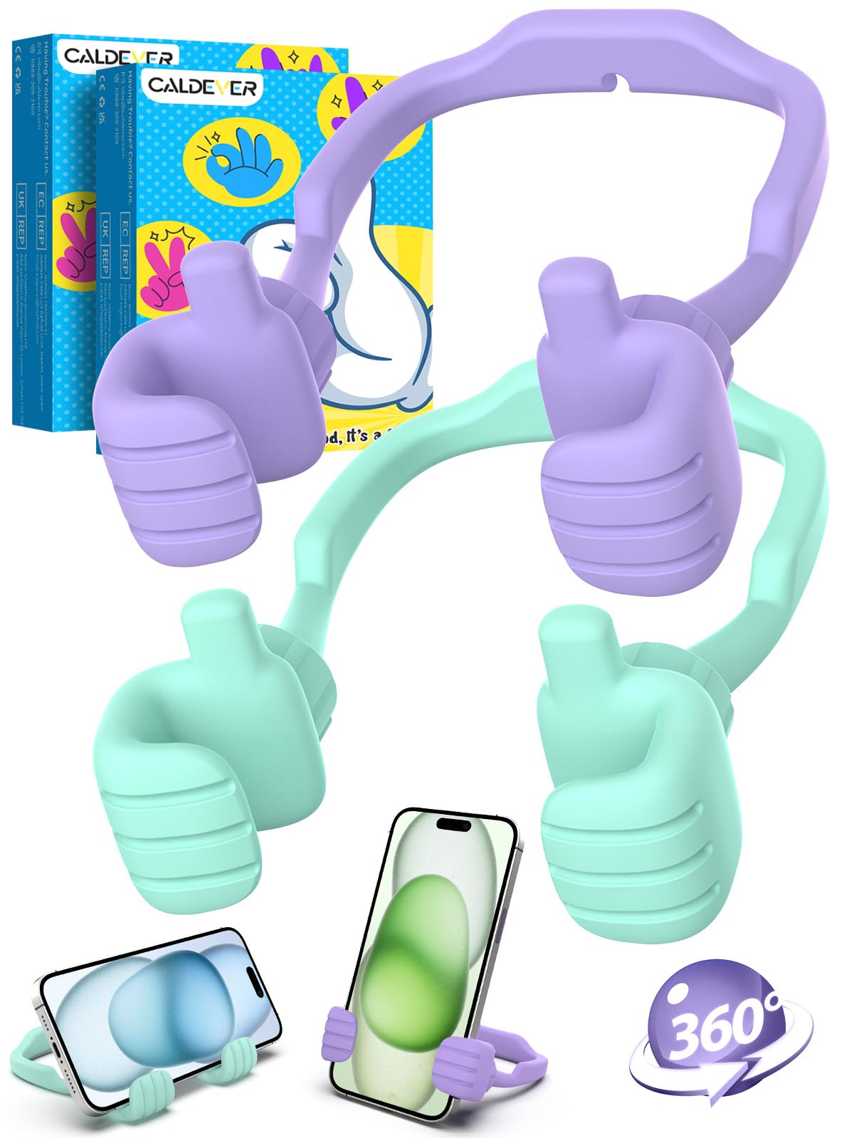 Graduation Gifts for Teens Girls Kids Cell Phone Stand: UPGRADE Adjustable Thumbs Up Lazy Phone Holder for Desk Fun Gadget Stocking Stuffers Teenager Boys Adult Wife Women Mom Tween Gift Trendy Stuff