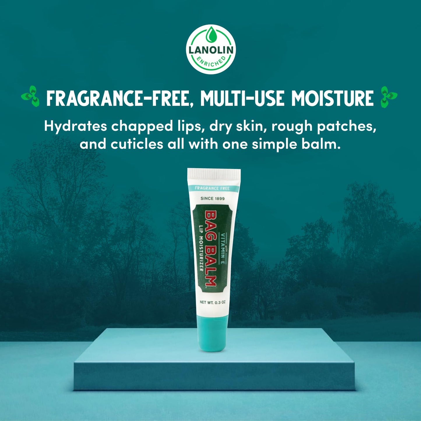 Vermont's Original Bag Balm Fragrance Free Lip Balm with Vitamin E | Pack of 4 0.3oz Tubes