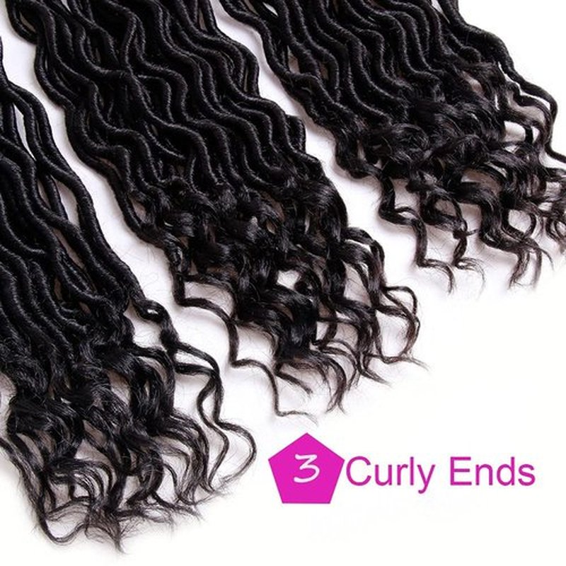 6 Packs Goddess Locs Crochet Hair Wavy Curly Faux Locs Crochet Braids Synthetic Hair Extensions Dreadlocks Crochet Locs Low Temperature Braiding Hair (14" (6 Packs), #2)