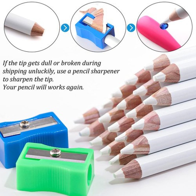 Rhinestones Picker Pencil for Nail Art Gem Crystal Pick up Tool 3.35-inch Rhinestone Pickup Pen 20Pcs with Pencil Sharpener 2Pcs + Tweezer 1Pc