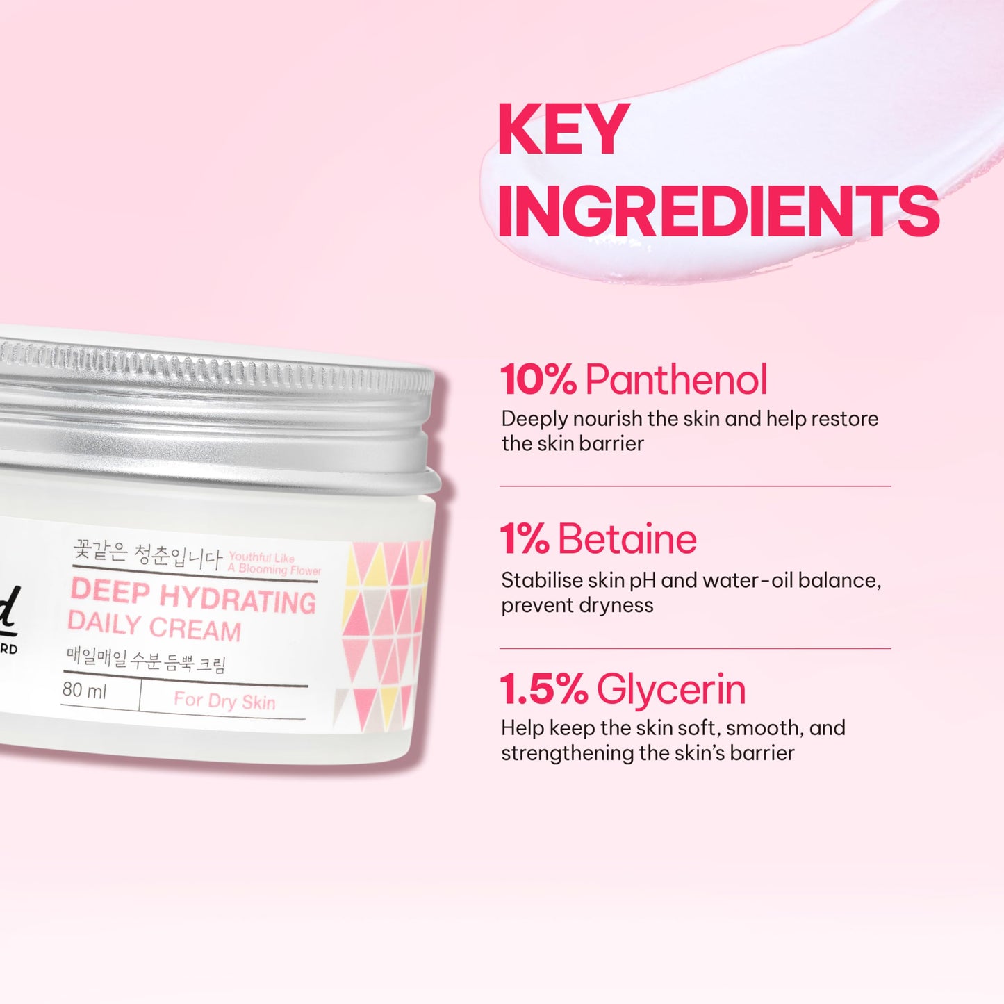 Millford Deep Hydrating Daily Cream 80ml/2.7 fl.oz - Moisturizing Face Cream with Panthenol 10%, Hyaluronic Acid for Dry Skin, Soothing Barrier Care & Long-Lasting Moisture, Korean Skincare