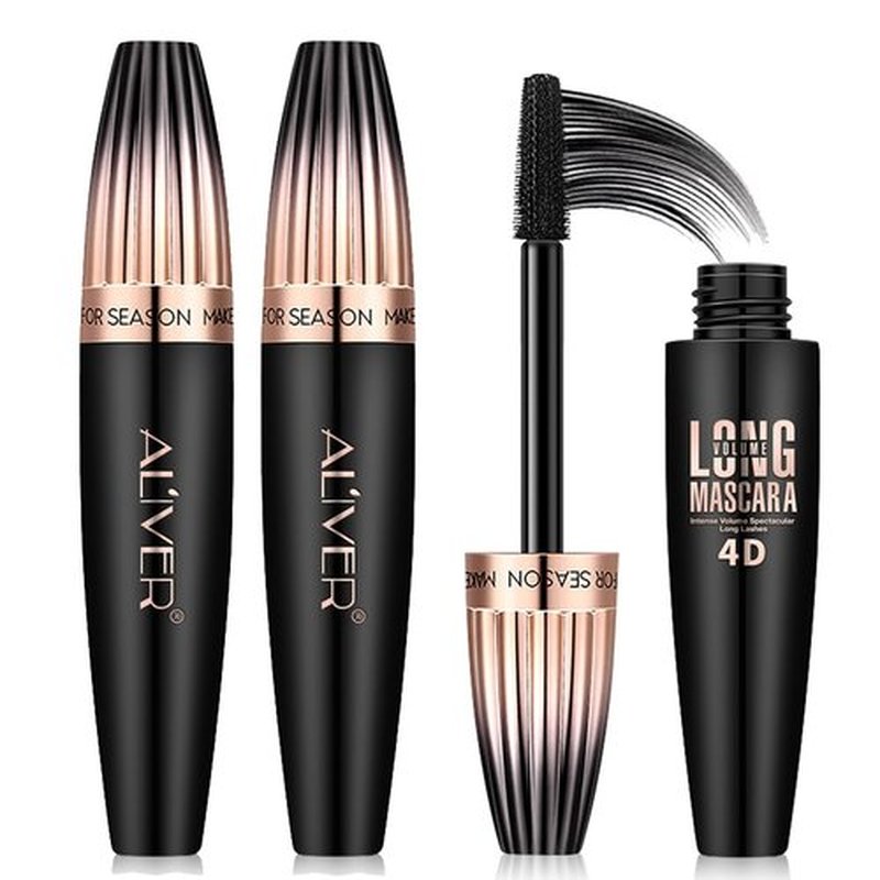 Mascara Volume and Length, 2 Pack Waterproof Mascara Black, 4D Silk Fiber Mascara Black, Long-Lasting Lengthening Voluminous Mascara, Feathery Soft Full Amazing Lashes Mascara
