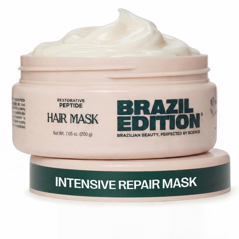 BRAZIL EDITION Restorative Peptide Hair Mask – Deep Repair in 2 Minutes, Hydration & Shine, Murumuru & Babassu Butters, Hyaluronic Acid, Strengthens & Smooths Damaged Hair (7 oz)