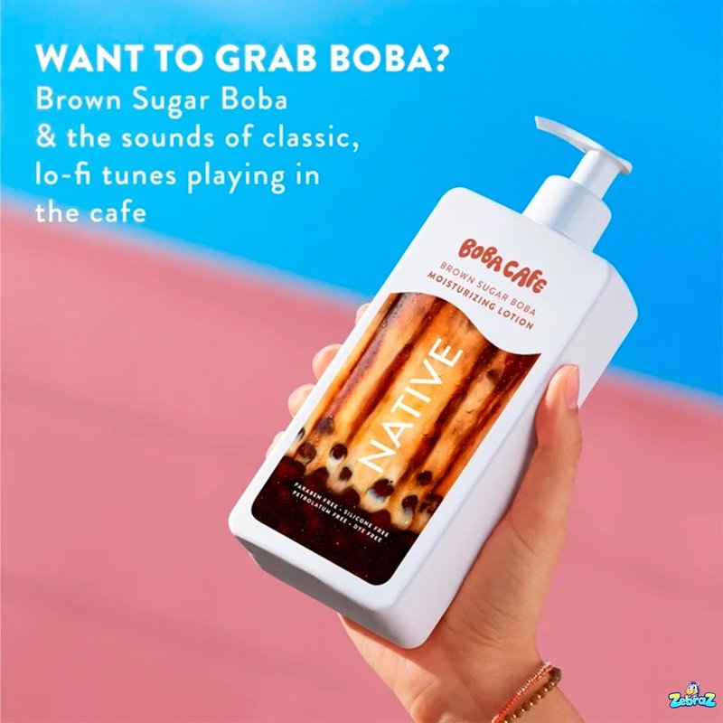 Native Moisturizing Body Lotion, Limited Edition Brown Sugar Boba, Silicone Free for Women and Men, Boba Café, 16.5 oz - Pack Of 02