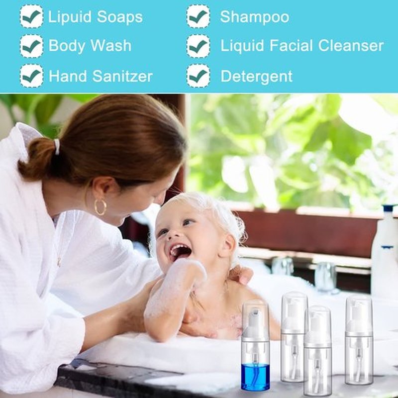 24 Pcs Foam Pump Bottles 1 Oz/ 30 ml Travel Soap Bottle Plastic Mini Empty Dispenser Foaming Bottles for Refillable Hand Sanitizer Lash Shampoo Bottles (Clear)