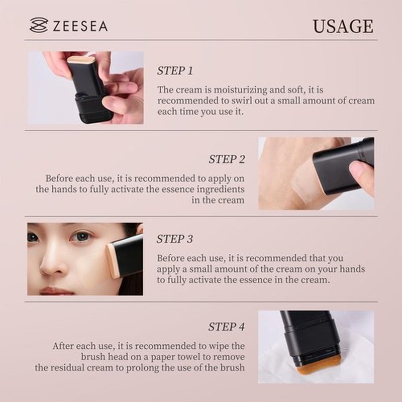 zeesea [Honey Beauty] Multi-Use Makeup Foundation Stick, Essence, Concealer, Face Creams, Foundation with Foundation Brushes, Long-lasting Smooth Skin Coverage, Natural Beige, 0.45oz (12.8g)