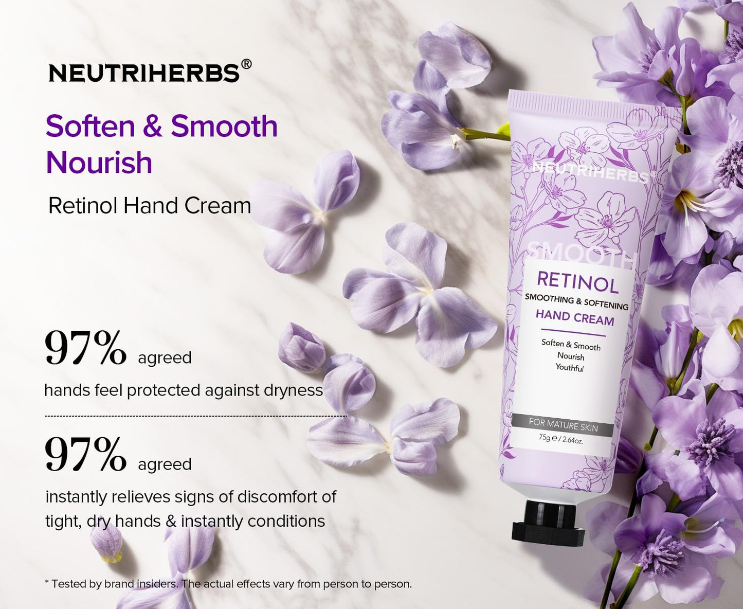 Neutriherbs Retinol Hand Cream, Lightweight Anti-Aging Hand Moisturizer for Hand Wrinkles. Soften Smooth Nourish Hand, Protect Skin, Nails, Cuticles with Green Bamboo Scent - 2.64oz