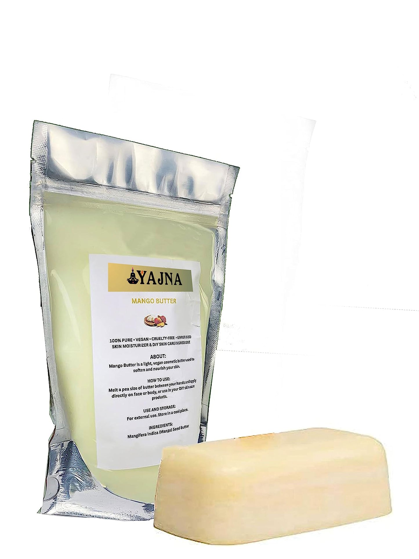 Yajna Organic Raw Mango Butter 100% Pure,Natural & Unrefined| Skin Moisturizer For Face, Body & Hair| 4 OZ/115 GM Ivory/White Grade A | DIY Creams, Balms, Lotions, Soaps| Softens Dry & Tough Skin