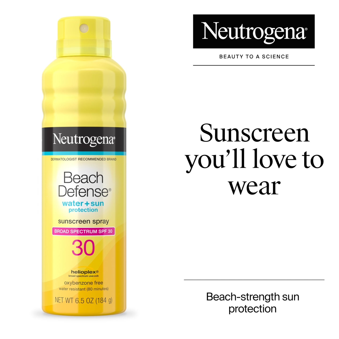 Neutrogena Beach Defense SPF 30 Sunscreen Spray, Broad Spectrum, Lightweight & Fast Absorbing, Oxybenzone & Octinoxate Free, Hawaii Act 104 Compliant Face & Body Sunscreen, 6.5 oz