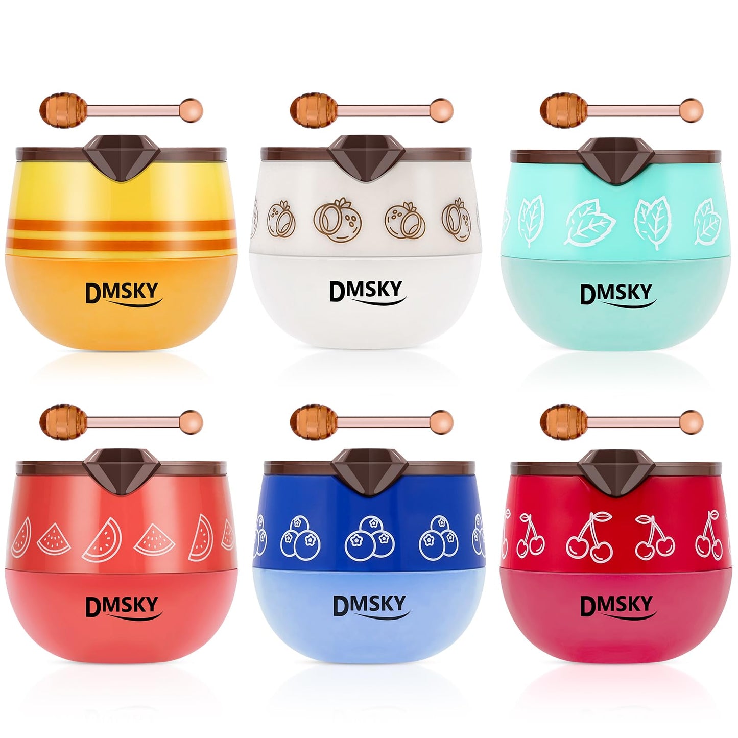 DMSKY 6 PCS Bee Lip Balm Honey Pot, Propolis Lip Mask Overnight Moisturizing Lip Balm with Stick, Lip Sleeping Mask Hydrating Prevention Dry & Cracked