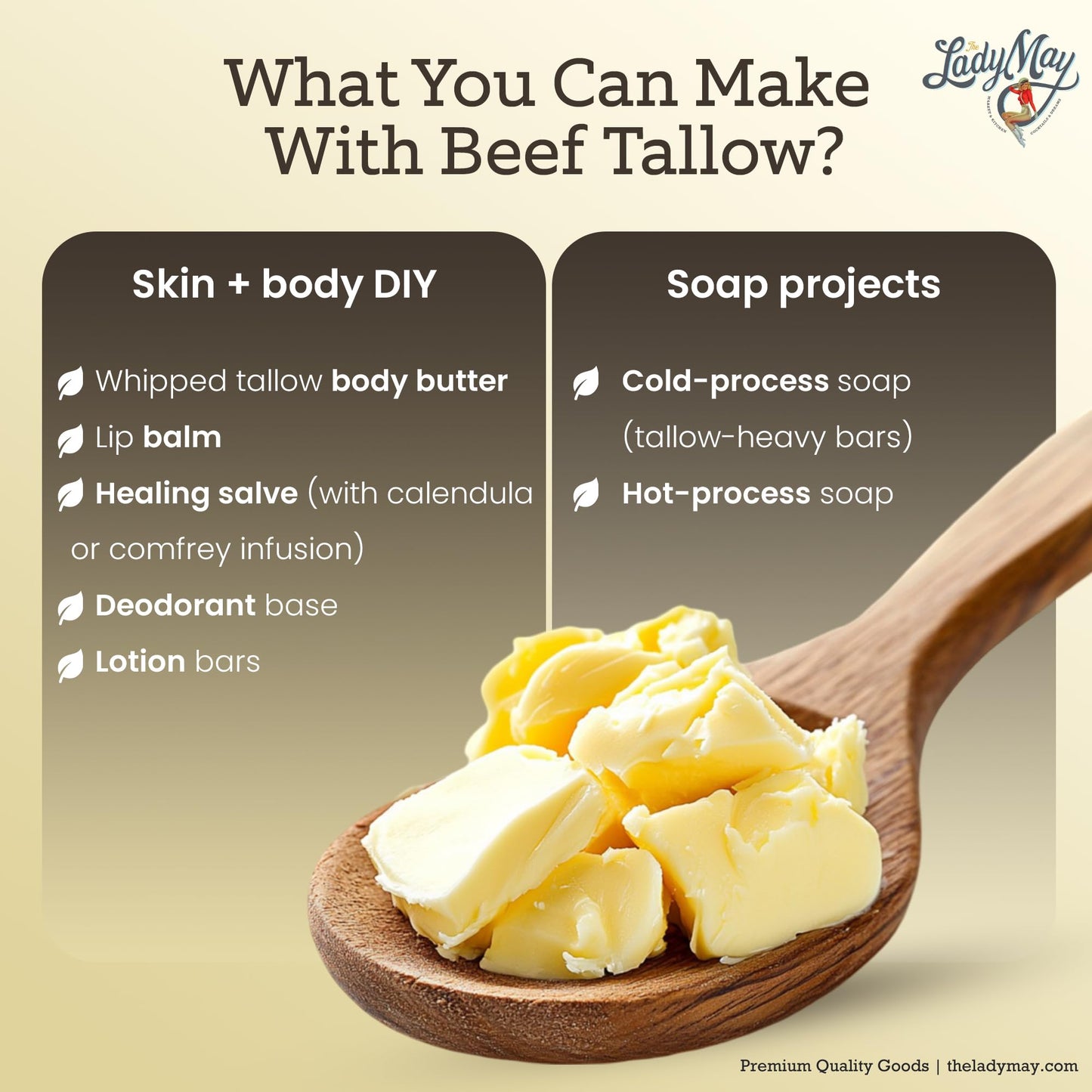Bulk Grass-Fed Beef Tallow for Soap, Skincare & Candles, 16lbs Unscented Maker-Proven Quality Tallow