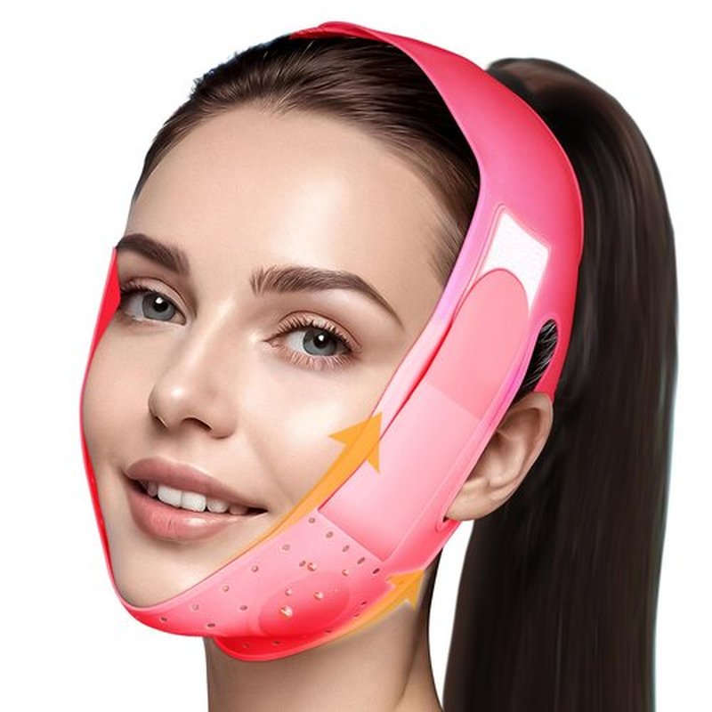 JUSMORE Reusable V Line Face Strap, Soft Silicone Chin Strap for Women 23-27 Inches (powdered)