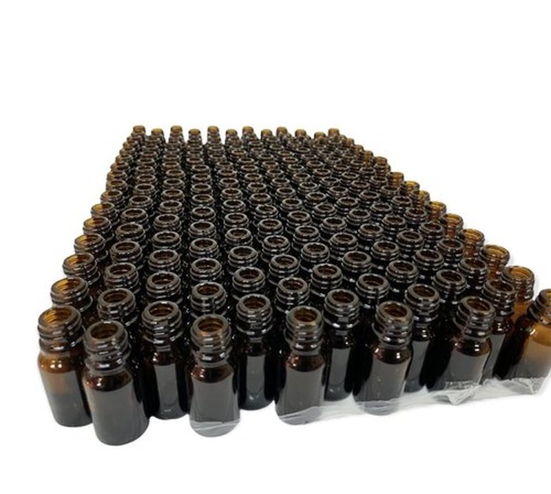 Wild Essentials 192 Pack of 10ml Amber Glass Bottles with 192 Euro Dropper Caps - Great for Essential Oils, Perfumes and DIY Aromatherapy - Easy to Fill, Clean and Reuse - Protective and Durable