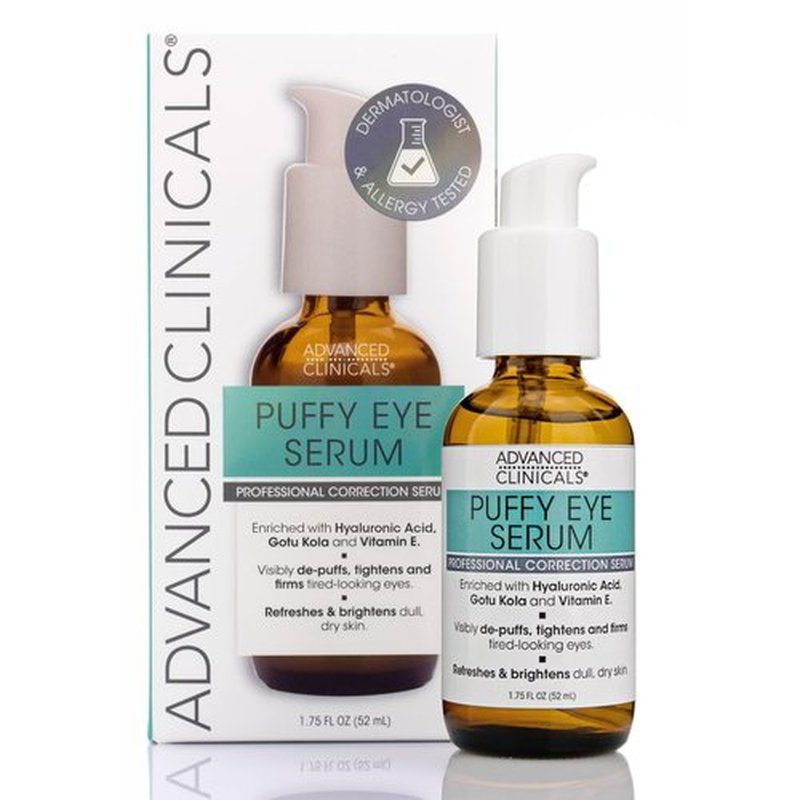 Advanced Clinicals Puffy Eyes Treatment Eye Serum Anti Aging, Brightening, & Firming Under Eye Serum With Vitamin E, Collagen, Gotu Kola, Caffeine, & Green Tea Helps Hydrate & Calm Puffiness, 2-Pack