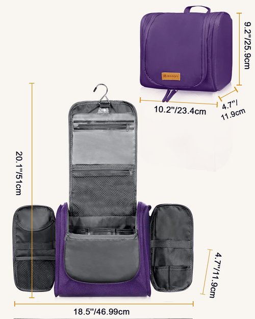 MULISOFT Toiletry Bag for Men and Women, Hanging Travel Toiletry Bag with Large Capacity, Water-resistant Makeup Bag with 16 Compartments for Toiletries and Cosmetics, Dopp Kit Shaving Bag, Blue