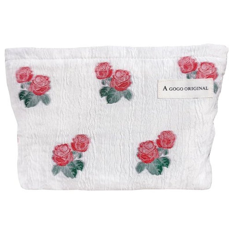 STARDW Aesthetic Makeup Bag for Women Travel Toiletry Bag Large Capacity Makeup Organizer Bag Floral Cosmetic Bags Zipper Pouch (Rose Red)