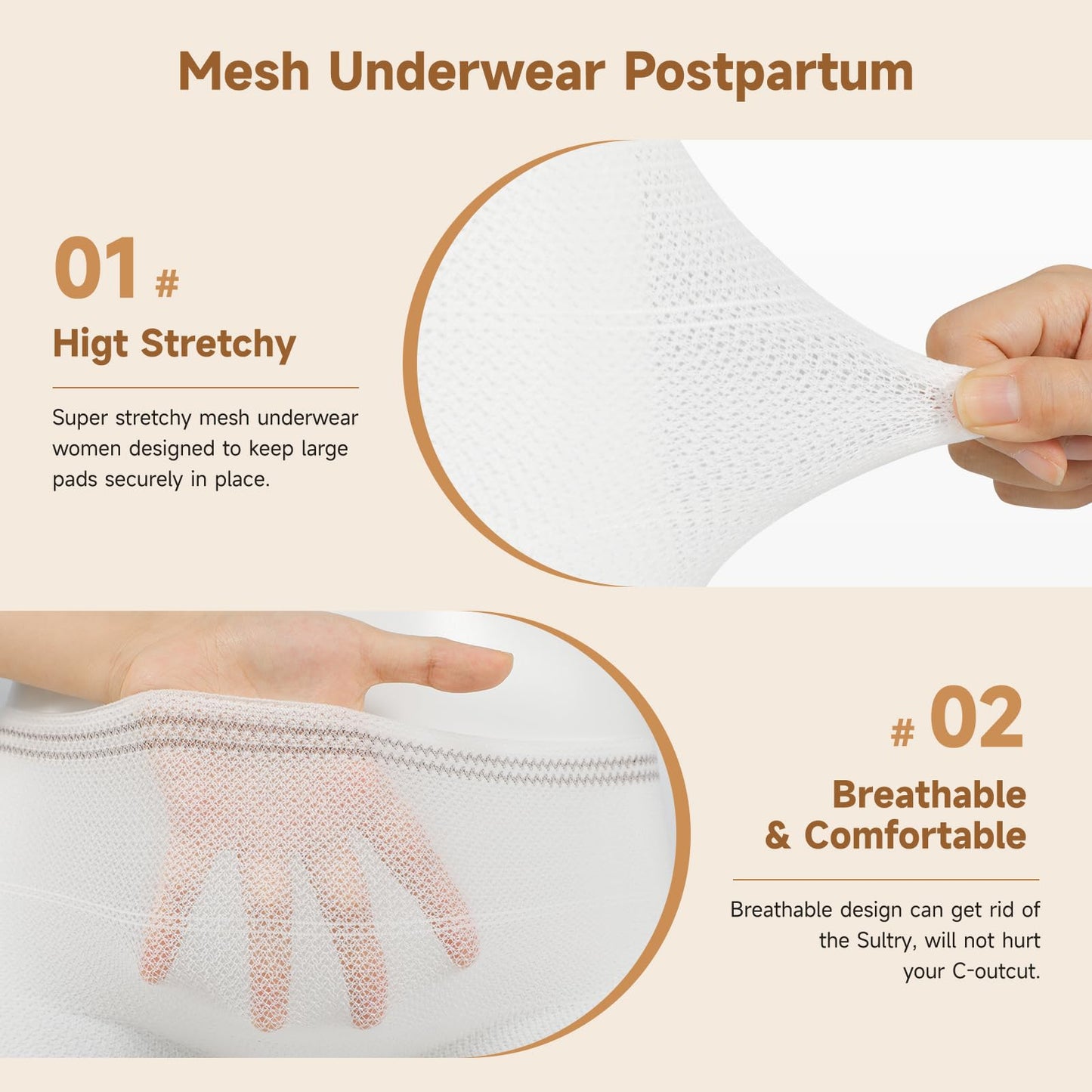 Mesh Postpartum Underwear 10 Counts C-Section Recovery Briefs Carer High Waist Disposable Maternity Pants Breathable,Stretchy Medium