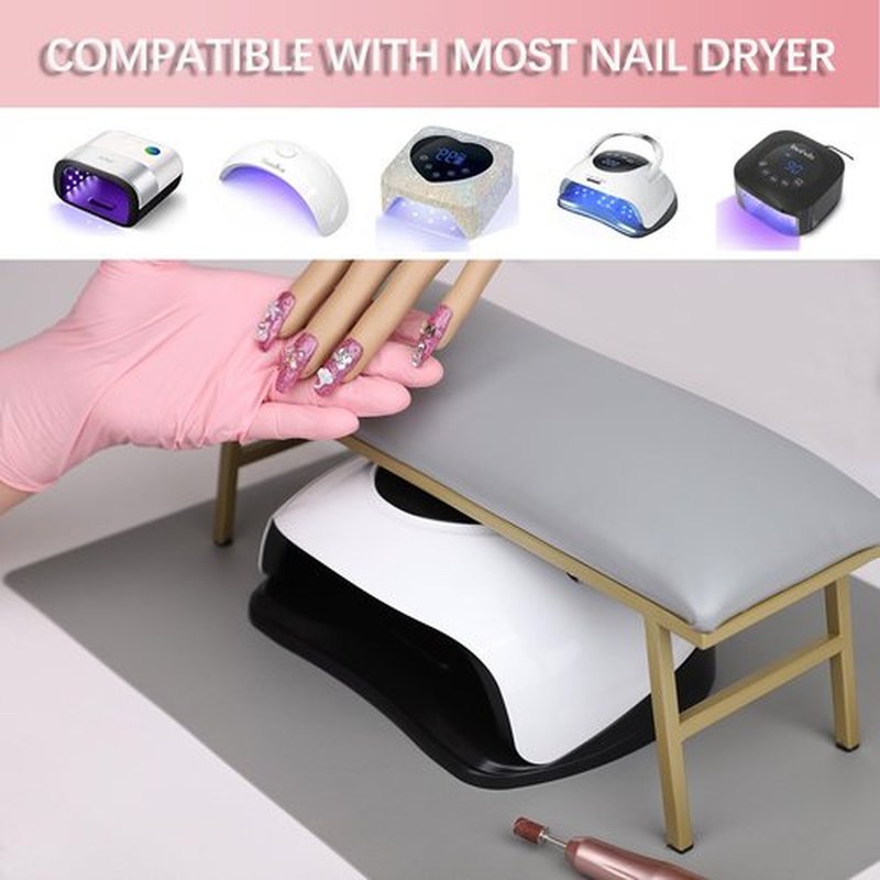 Arm Rest for Nails Tech with Nail Table Mat,Microfiber Leather Nail Hand Rest, No Installation Required Manicure Hand Rest Stand Nail Art Accessories Tool for Nails Tech(Gray)