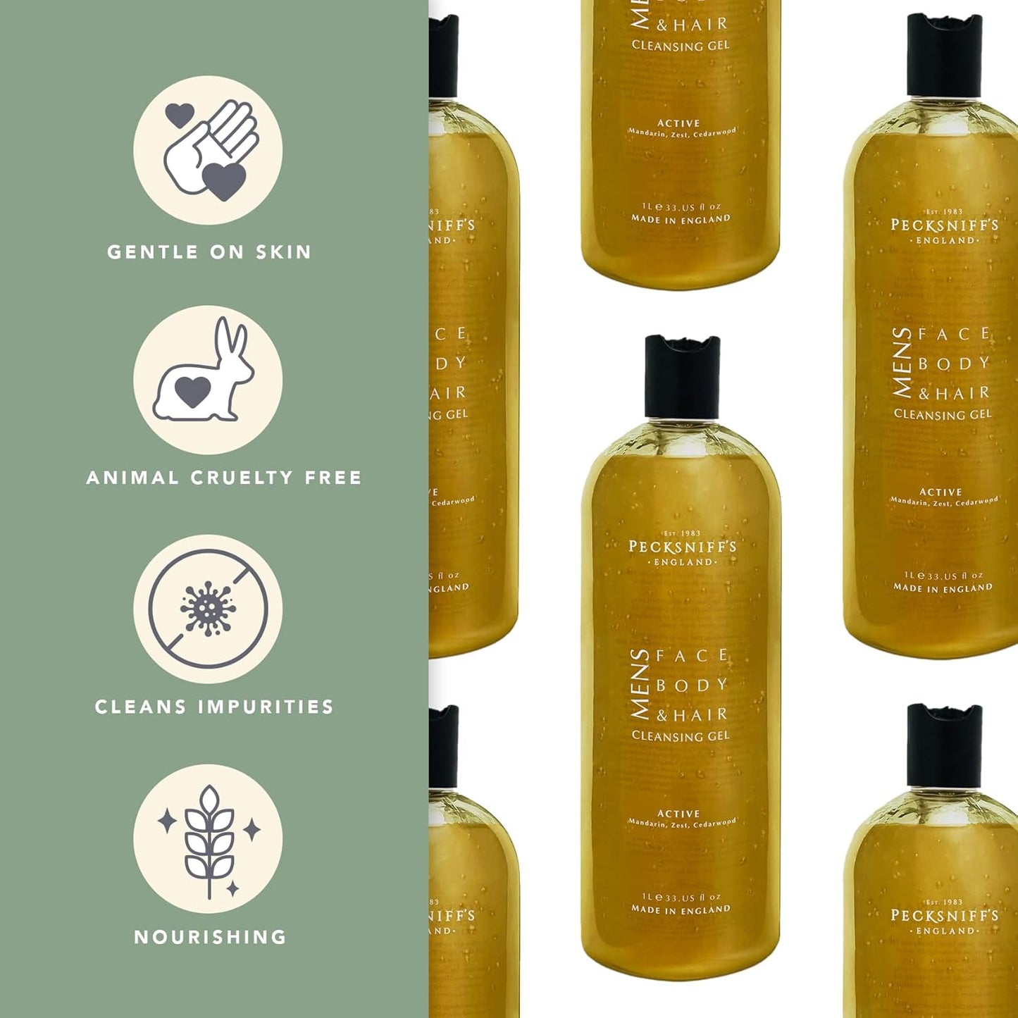 Sandalwood & Vanilla Shower Gel 750ml - Pecksniff's Classic Moisturizing Formula