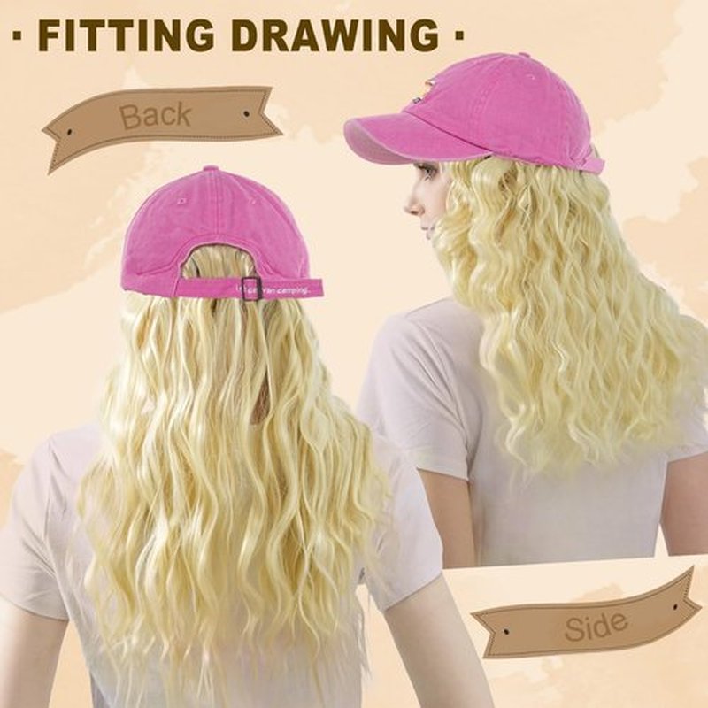 SUNBORRY Wig Hats with Long Hair Attached for Women, Baseball Cap with Curly Hair