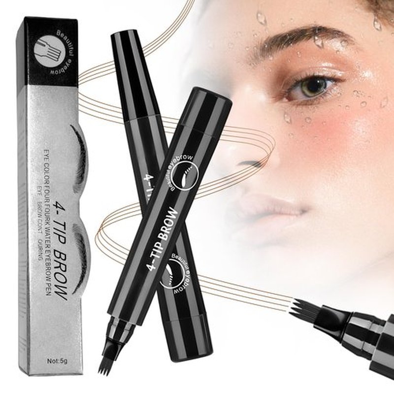 Upgrade Microblading Eyebrow Pen, 3D Waterproof Microblading Eyebrow Pencil 4-Tip Waterproof Eyebrow Pen, Natural Makeup Long-Lasting Fine Stroke Magic Eyebrow Pencil (Black)