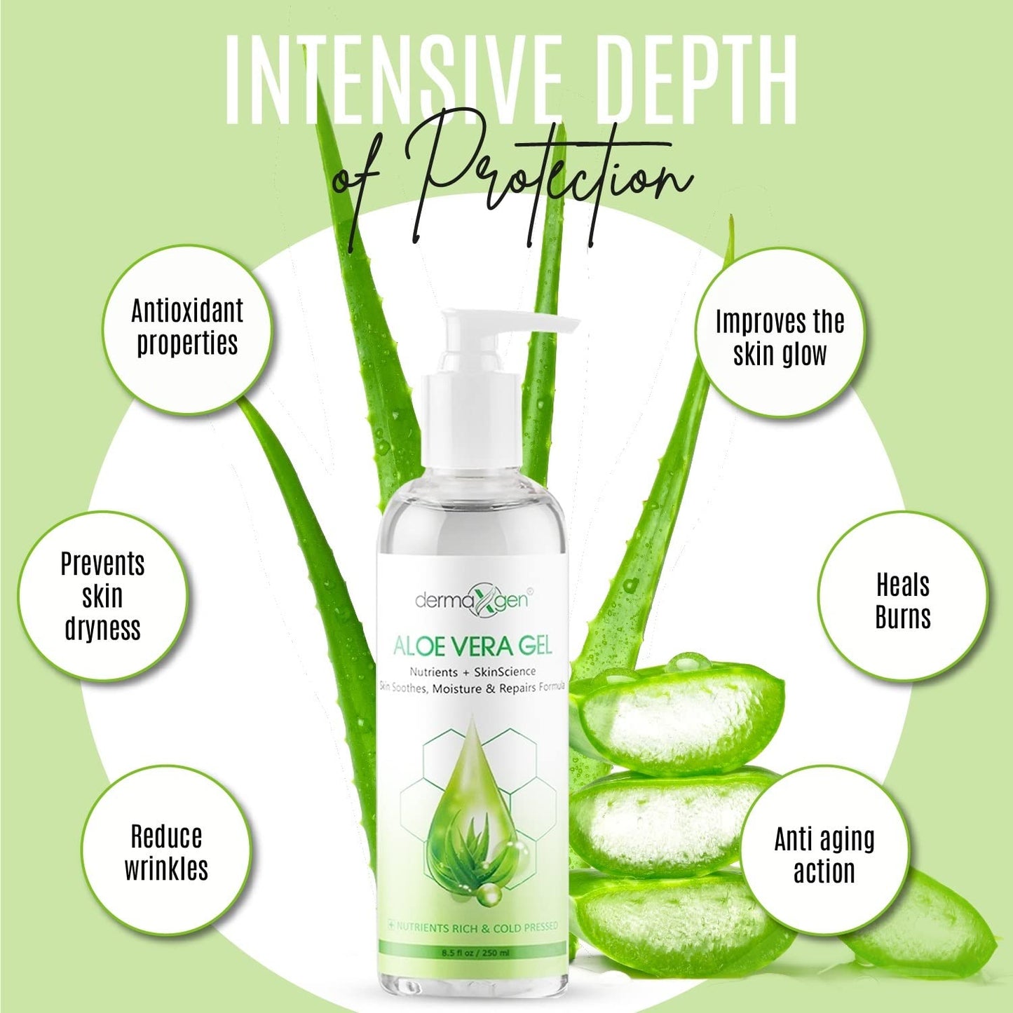 DERMAXGEN Aloe Vera Gel with Witch Hazel, Vitamin C, and Vitamin E - Skin Soothes, Moisture, and Repair Formula for Face and Body - Nutrient-Rich, Cold Pressed, Organic 100% Pure Aloe Vera