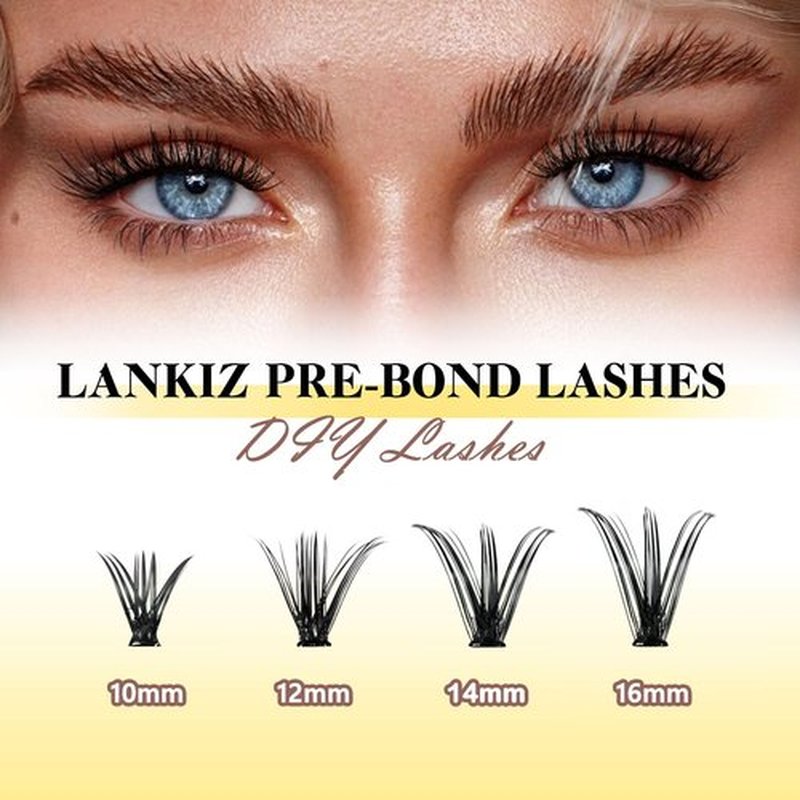 LANKIZ Self Adhesive Lashes Clusters, 160pcs Reusable Self Adhesive Eyelashes, 30D No Glue Individual Lashes, Natural Pre Glued Eyelashes Wispy, DIY Glueless Adhesive Lashes