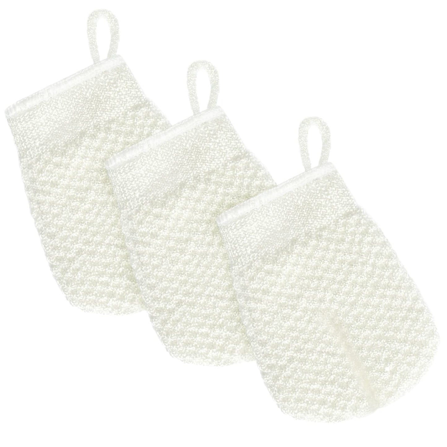 MIG4U Mini 3 PCS Exfoliating Facial Scrubber Mitt, Face Cleanser Wash Mittens Exfoliator for Men & Women Dead Dry Skin SPA, Blackhead Cleansing Gloves