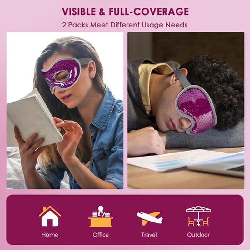 2PCS Cooling Eye Mask - Gel Eye Mask Reusable Gel Beads Hot Cold Compress with Velvet Plush Cold Eye Mask for Dark Circles Puffiness Dry Eye Headache for Men Women Sleeping Ice Eye Mask (Rose Red)