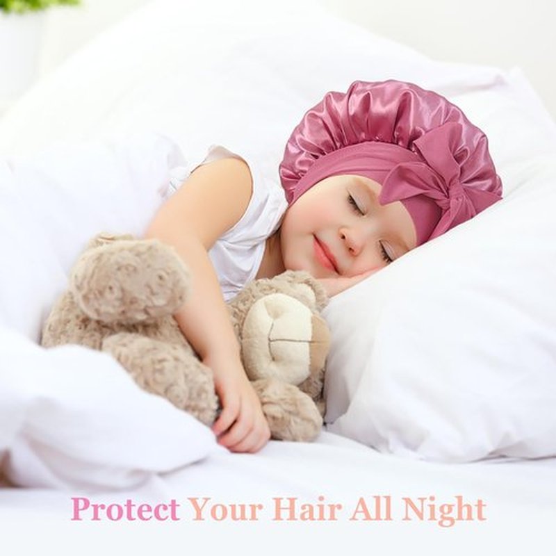 choshion 2 PCS Kids Bonnets for Girls, Silk Bonnet for Kids, Bonnet for Kids, Satin Bonnet for Sleeping, Baby Toddler Tie Bonnet Sleep Cap Bonnet for Curly Hair Braids