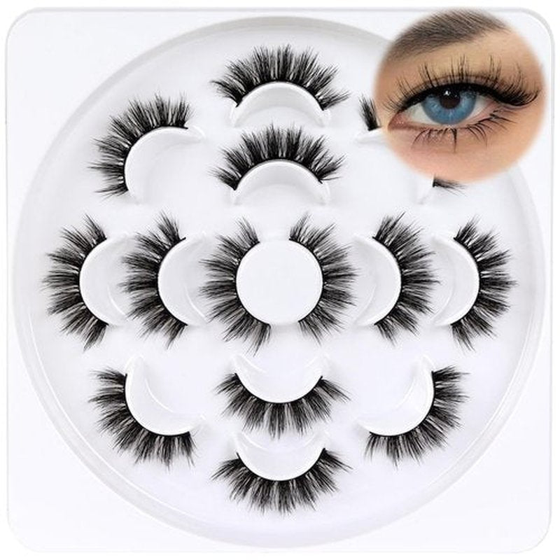 Veleasha 5D Faux Mink Lashes Handmade Luxurious Volume Fluffy Natural False Eyelashes 7 Pairs (Elegance)