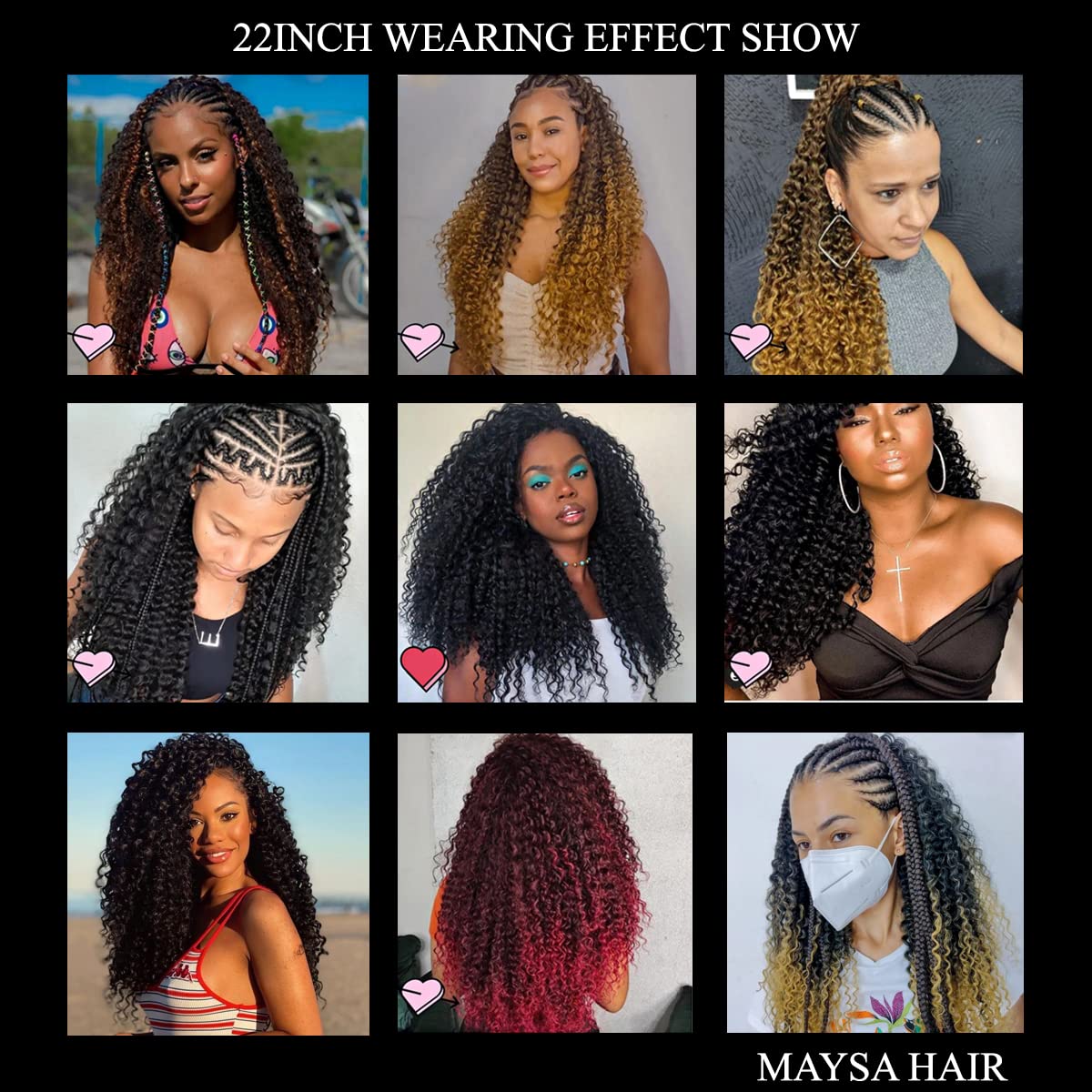 MAYSA Ocean Wave Crochet Hair 22inch Curly Crochet Hair Extensions 6Packs Soft Synthetic Wavy Crochet Hair Extensions for Women #2 Dark Brown