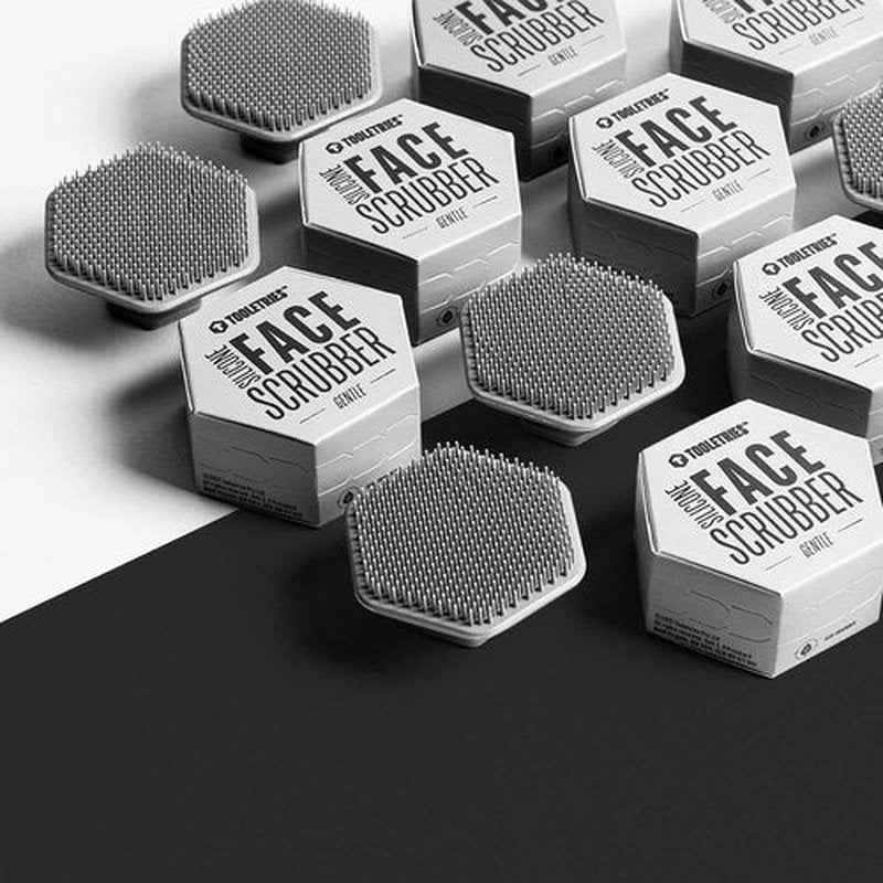 Tooletries - Men's Face Scrubber - Silicone Facial Cleansing Brush, Gentle Exfoliator Pad & Soft-Touch Massager - Removes Dead & Dry Skin - Long Lasting Bathroom & Shower Accessories - Grey