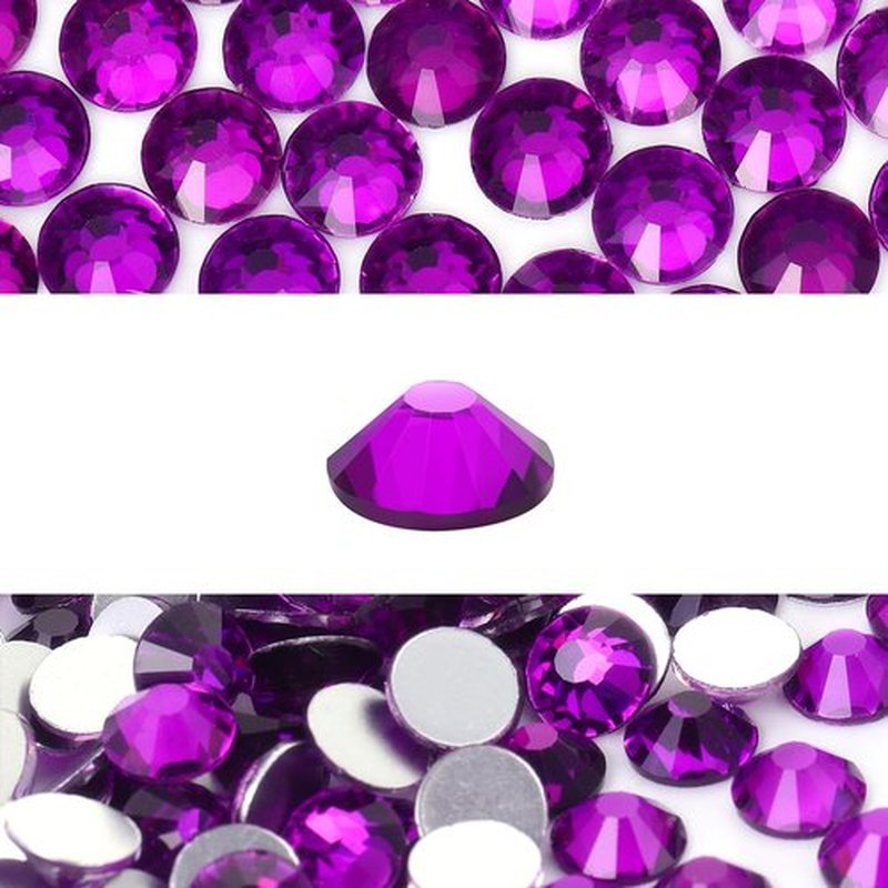 Novani 3000 Pieces Flatback Rhinestones Glass Round Gems Violet Crystals for Nail Art DIY Crafts Clothes Shoes,SS6,1.9-2.0mm