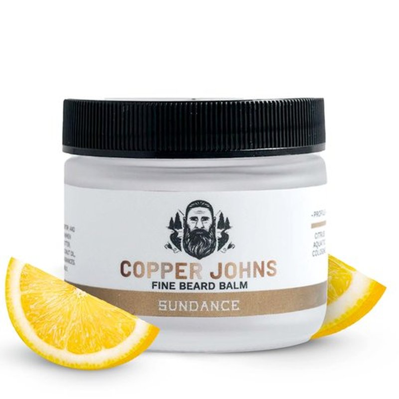 Natural Beard Balm for Men, Medium to Firm Hold & Seals in Moisture with Shea Butter, Jojoba Oil, & Sea Minerals, Sundance-Citrus Cologne Scent, 2 oz