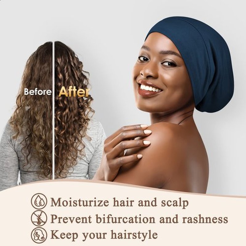 OLESILK Mulberry Silk Bonnet for Men, Mens Bonnet for Curly Hair, 100% Real Silk Hair Bonnet for Sleeping, Night Cap for Frizzy Hair, Royalblue