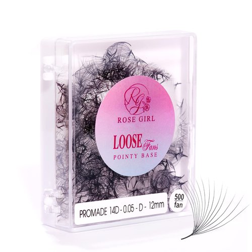 ROSE GIRL Loose Promade Fans - Natural Look Handmade Volume Eyelashes From 3D To 16D - C CC D DD Curl - False Lashes Extensions - Thickness 0.03~0.1 mm - 8~20 mm Length (14D-0.03-CC (9mm))