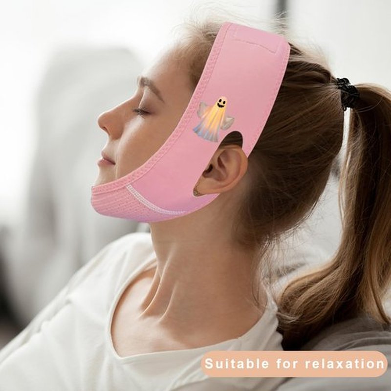 Yuibthr Chin Strap for Sleeping, V Line Lifting Mask, Halloween Decorations Spooky Ghosts, Reusable Face Strap, Jaw Exerciser (pink)