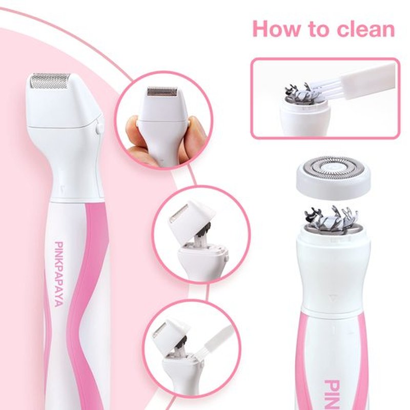 Pinkpapaya Electric Bikini Trimmer for Women,4 in 1 Electric Shaver for Women, Pubic Hair Trimmer and Facial Hair Remover Removal,Face Razors & Nose Hair Trimmer,Women's Grooming Kit,Peach/qby7