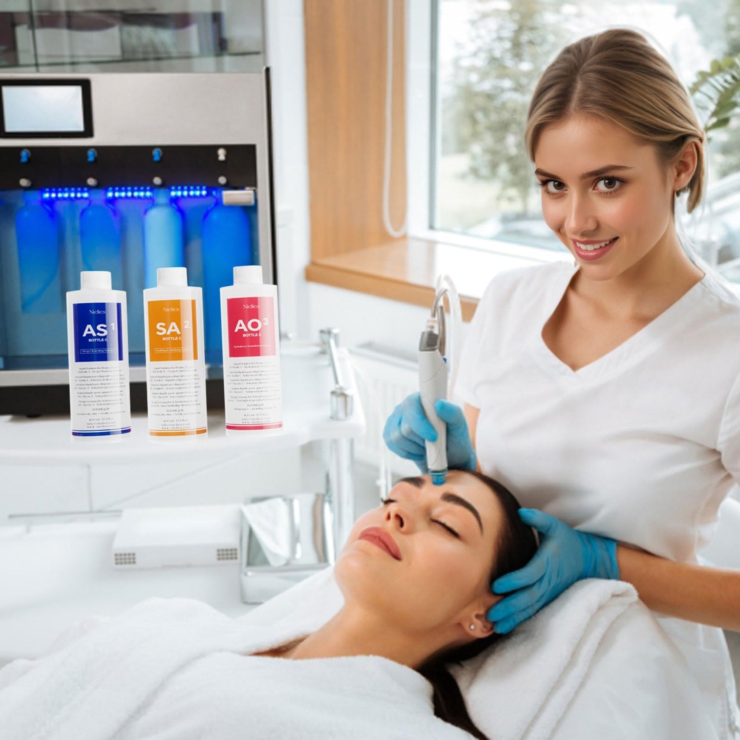 Nielies Professional Hydro Peeling Solution for Hydrodermabrasion Machines – Bubble Solution for All Skin Types AO3 – Deep Cleansing, Hydration, and Anti-Aging