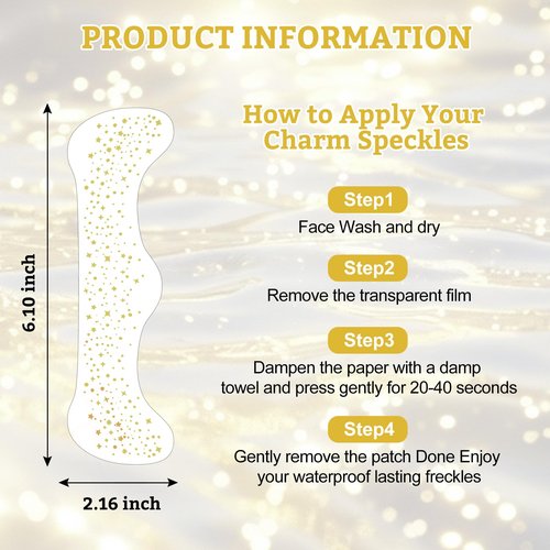 Tvqbxp Glitter Freckles Face Tattoo, Gold Glitter Makeup Patches, Women Face Glitter Speckles Patches, Cute Glitter Makeup Accessories (Gold, 8 Pcs)