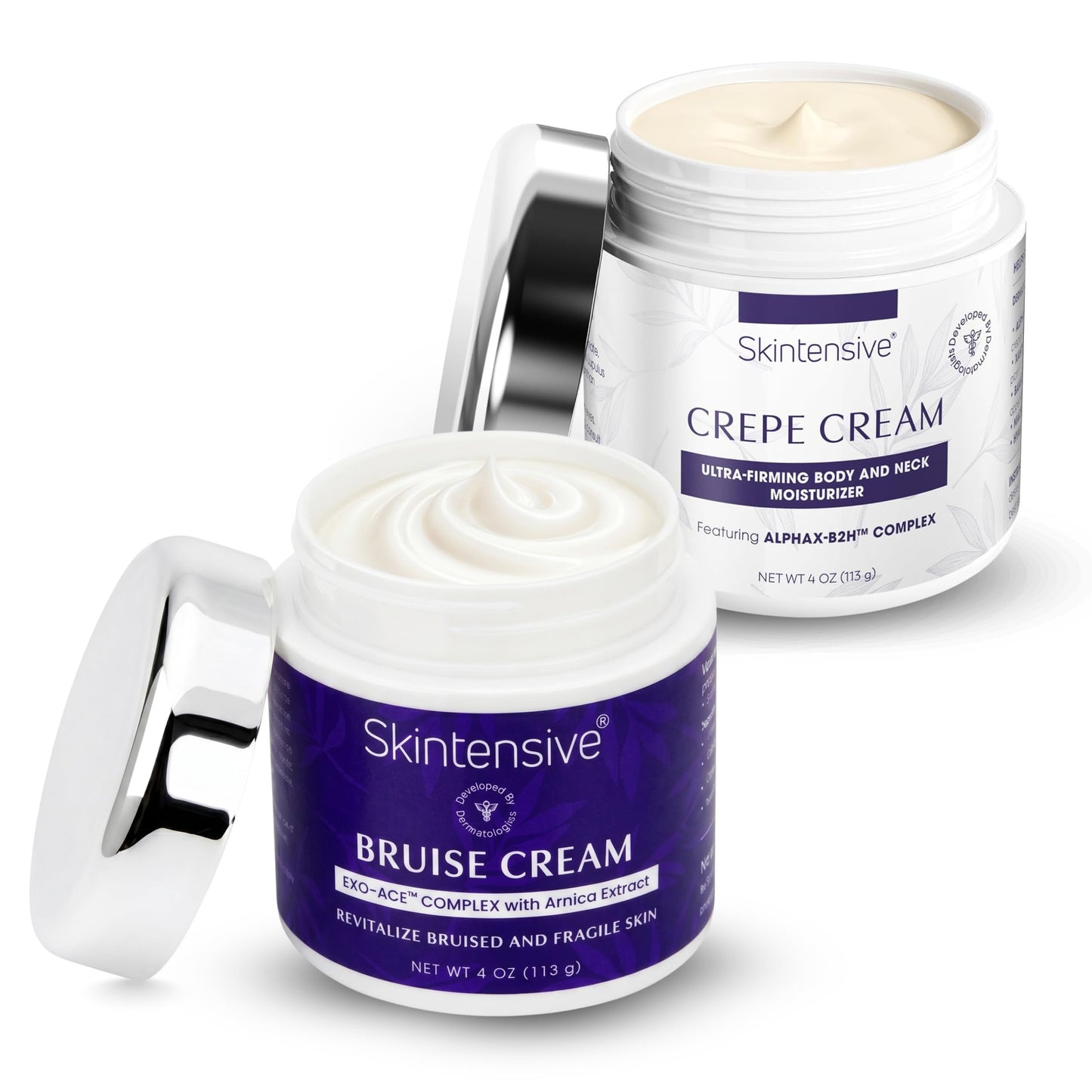 SKINTENSIVE Bruise Cream + Crepe Cream Bundle, Non-Greasy Moisturizer for Bruise-Prone, Thin, or Crepey Skin, With Niacinamide, Hyaluronic Acid, and Botanicals, Dermatologist Developed