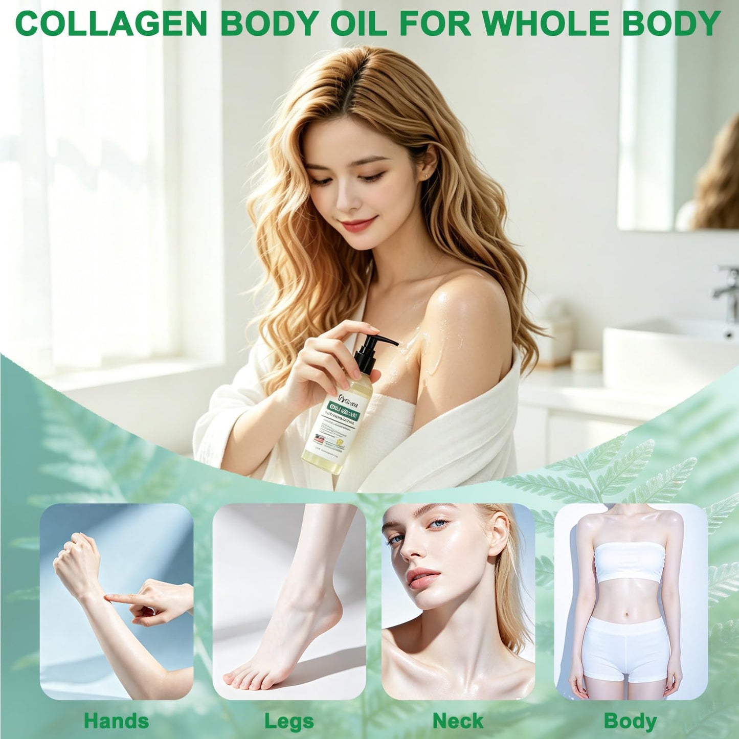 Lvjonya Collagen Lifting Body Oil,Elycura Hydrating Collagen Oil For Body & After Shower, Anti Aging Silk Body Oils for Women & Men Moisturizer,Lightweight Non-Greasy (1 Pcs)