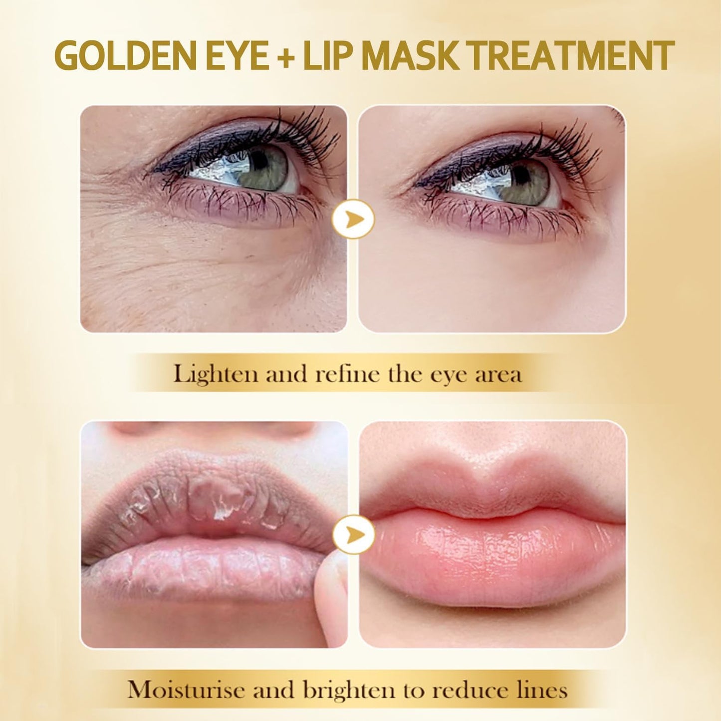 Eakroo 30 Pairs Lip Masks & Eye Masks, Gold Eye Patches, Under Eye Mask, Party Favors for Adults, Things for Teen Girls, Bridal Shower Gifts, Pink Gifts for Women, Spa Party Supplies for Girls