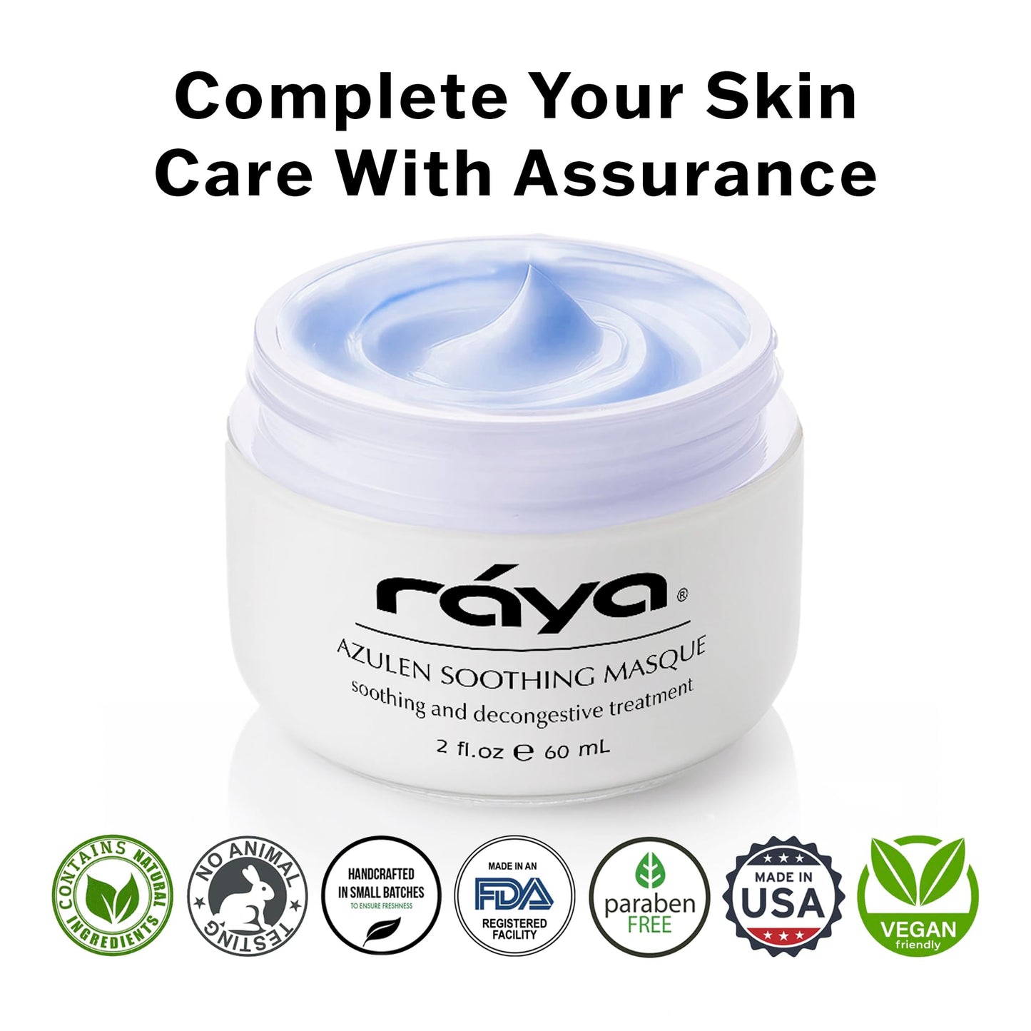 Raya Azulen Soothing Masque (602) | Calming Facial Treatment Mask for Sensitive Skin | Tones and Refines Complexion | Made with Azulene and Aloe Vera