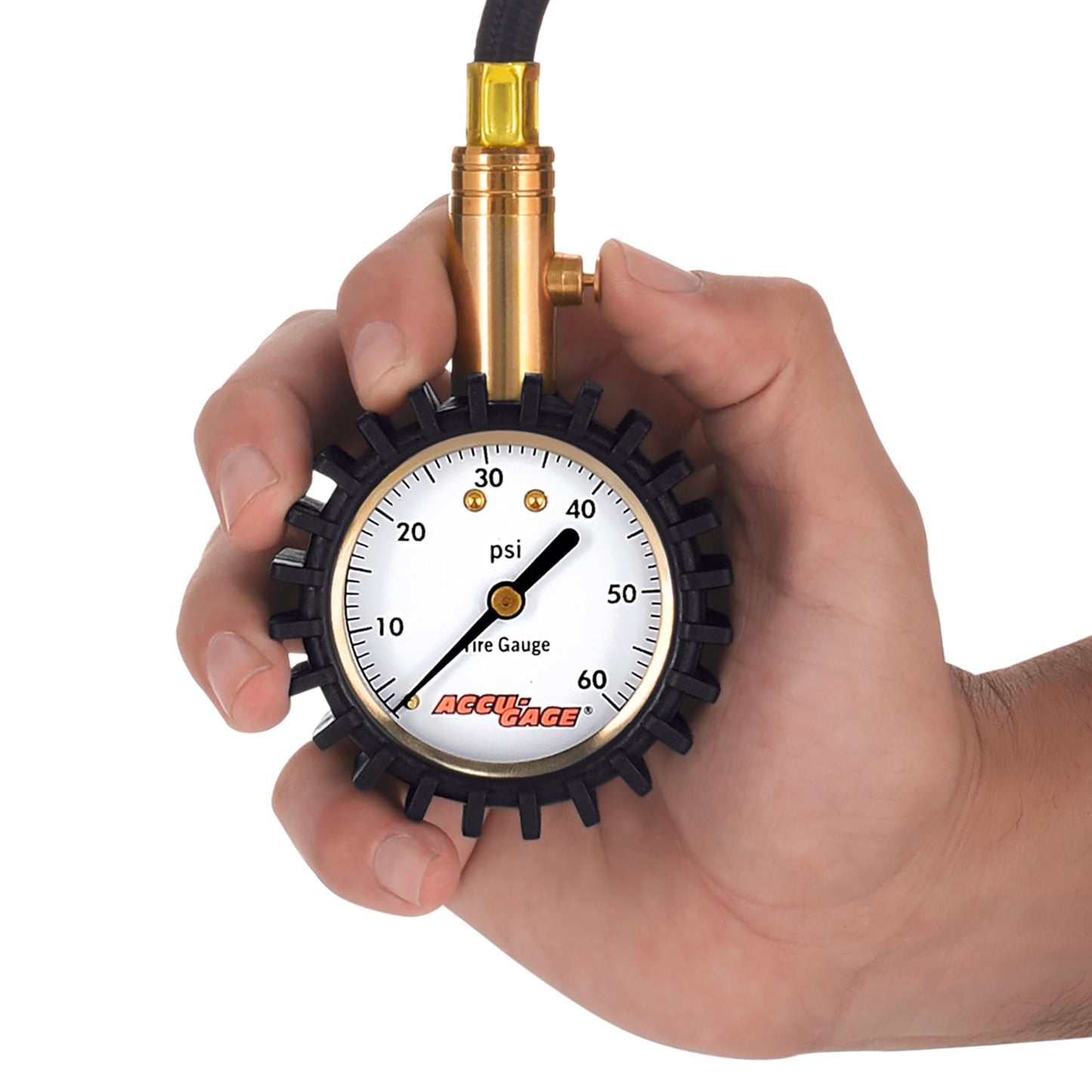 Accu-Gage RRA60X Professional Tire Pressure Gauge with Protective Rubber Guard (60 PSI)