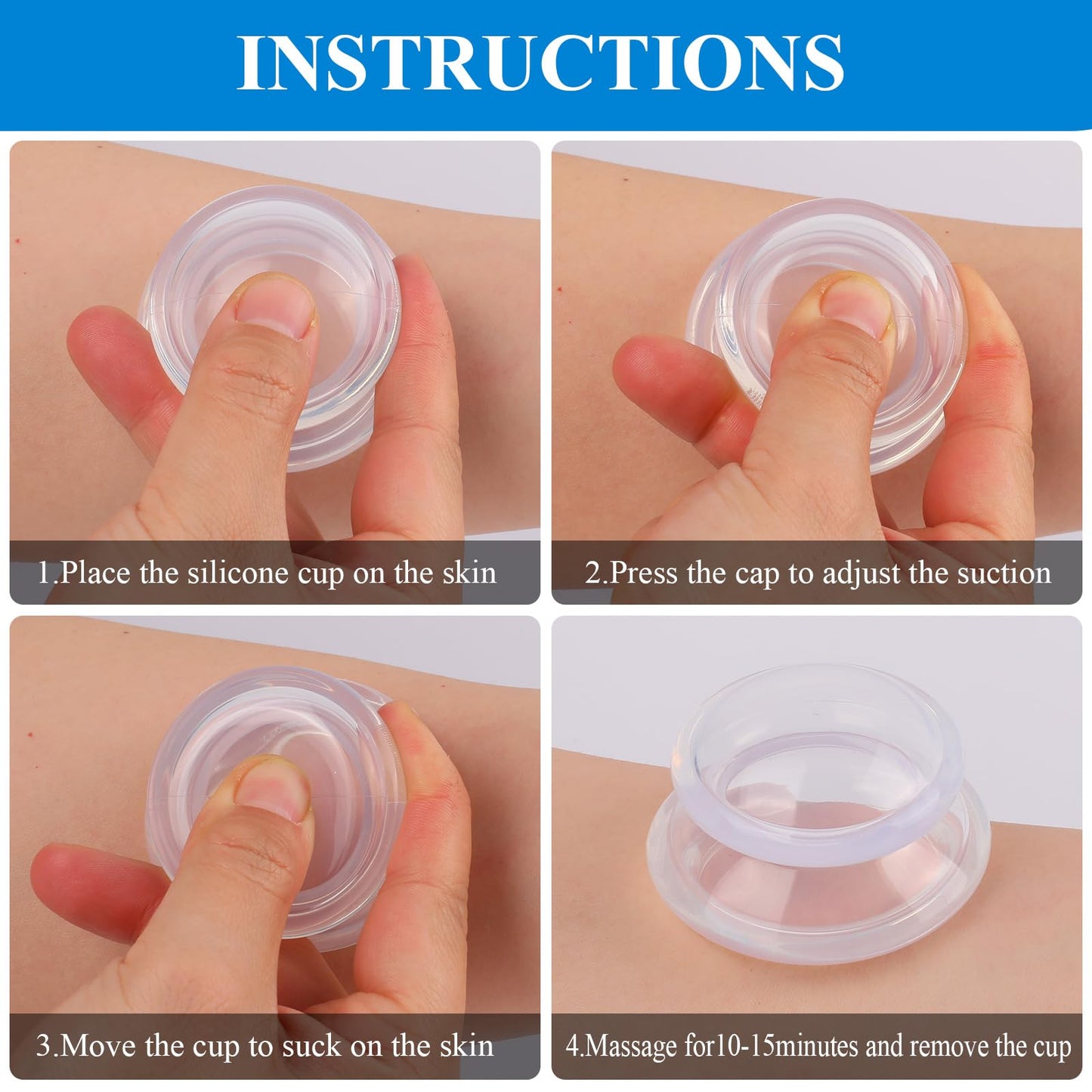 Excitsayno Silicone Cupping Therapy Sets, Cupping Kit for Massage Therapy,Anti Cellulite Cup, for Cellulite Reduction Joint Pain Muscle Pain