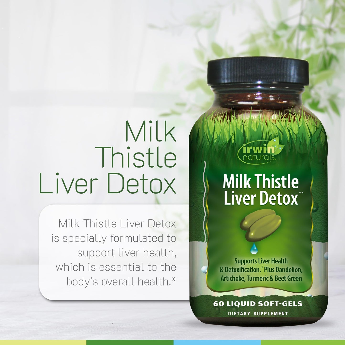 Irwin Naturals Milk Thistle Liver Detox – 60 Liquid Soft-Gels – Liver Support Supplement with Milk Thistle, Dandelion, Artichoke & Turmeric – Supports Liver Health & Detoxification Pathways